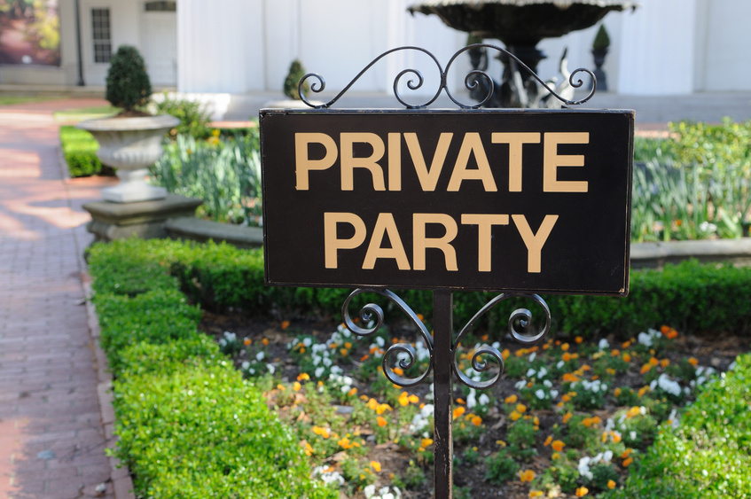 Black Private Party Sign in a Front of Building